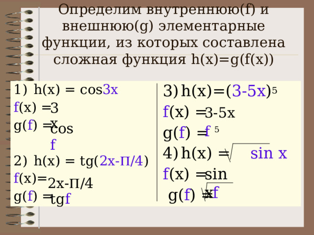 Элементарные функции сложные функции