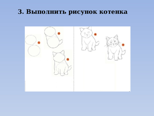 3. Выполнить рисунок котенка 