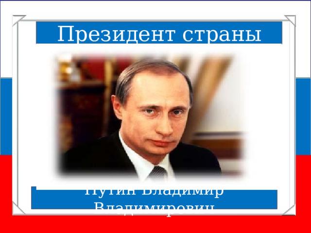 Президент страны Путин Владимир Владимирович 