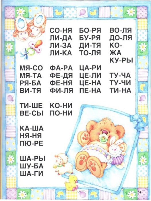 Читаем по слогам 1 класс