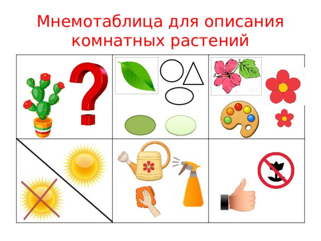 Мнемотаблица для описания комнатных растений 