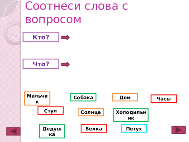 Соотнеси слова со схемой веселье праздник подарок выход