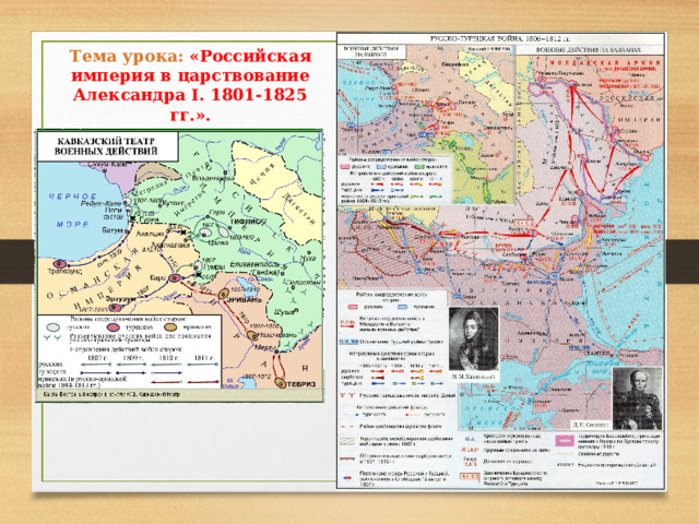 Тема урока:  «Российская империя в царствование Александра I. 1801-1825 гг.». 