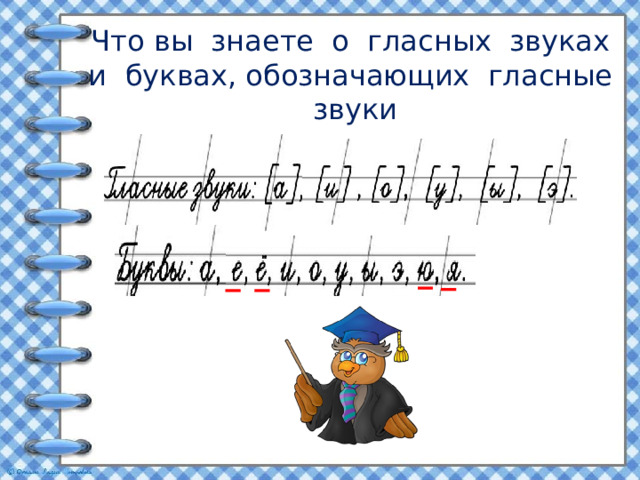 Что вы знаете о гласных звуках и буквах, обозначающих гласные звуки 