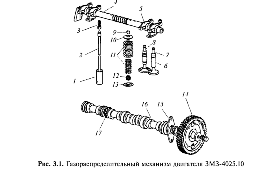 Детали грм перечислить. Газораспределительный механизм двигателя ЗМЗ 4025.10. ЗМЗ 402 газораспределительный механизм схема. ГРМ ЗМЗ 402 схема. Механизм ГРМ ЗМЗ 402.