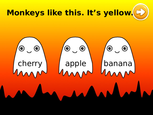 Monkeys like this. It’s yellow. apple cherry banana 