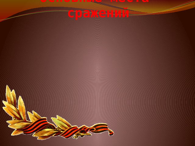 Основные места сражений 