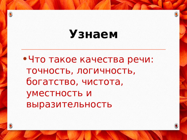 Узнаем Что такое качества речи: точность, логичность, богатство, чистота, уместность и выразительность 