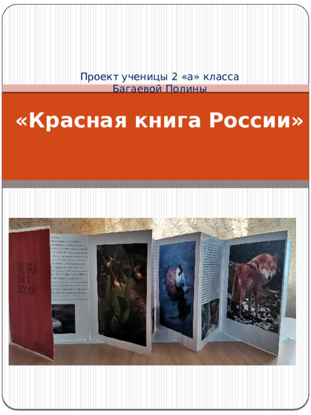 Проект ученицы 2 «а» класса  Багаевой Полины   «Красная книга России» 