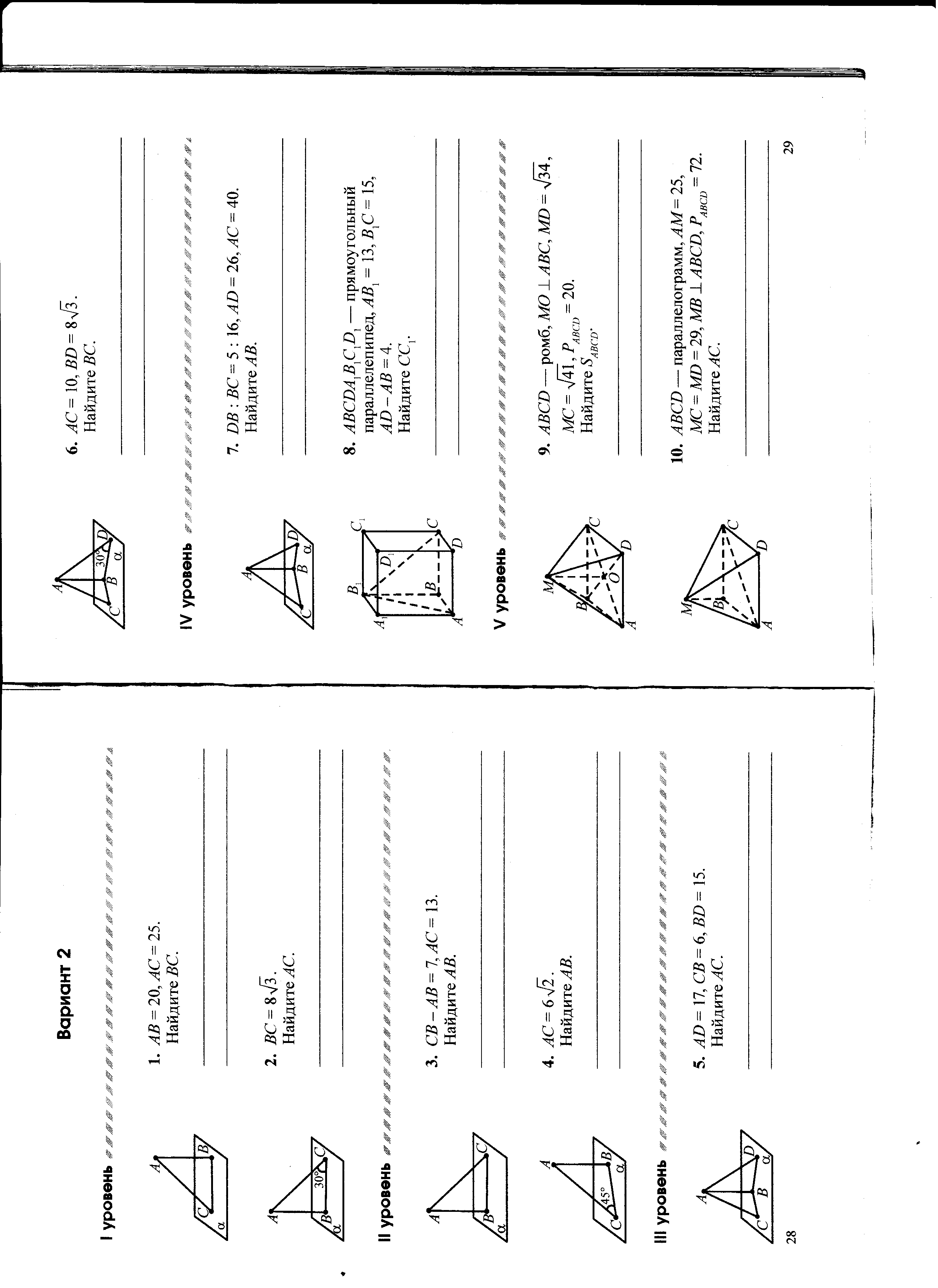 Задачи на готовых чертежах 10 класс