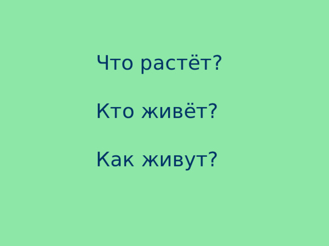 Что растёт? Кто живёт? Как живут? 