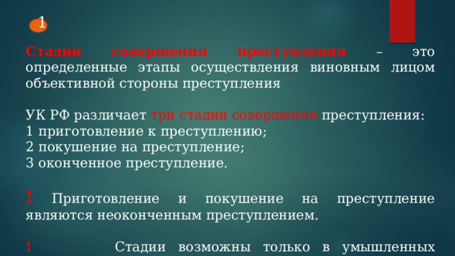 Стадии совершения преступлений презентация