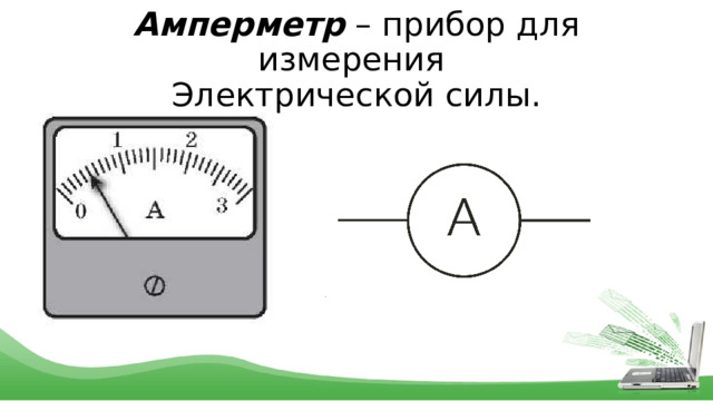 Амперметр – прибор для измерения  Электрической силы. 