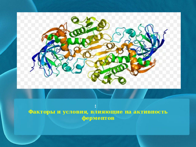 :  Факторы и условия, влияющие на активность ферментов   