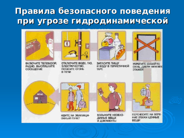 Правила безопасного поведения  при угрозе гидродинамической аварии 