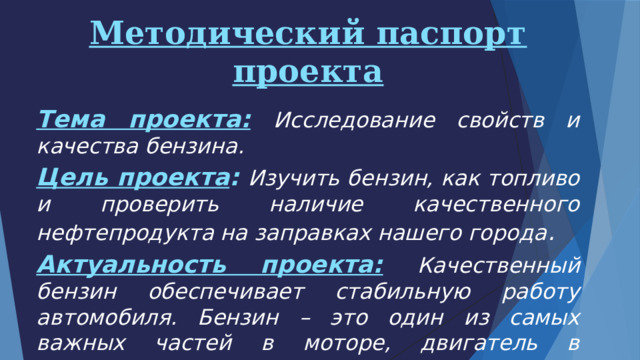 Методический паспорт проекта