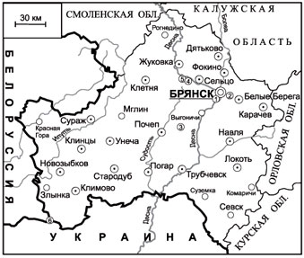 Карта орловской и курской области с районами