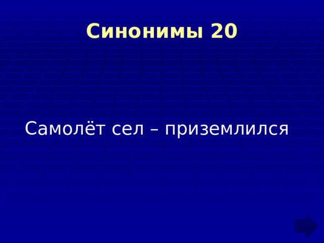 Синонимы 20 Самолёт сел – приземлился 