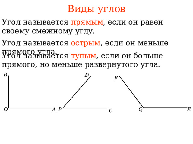 Какой угол называется острым прямым тупым