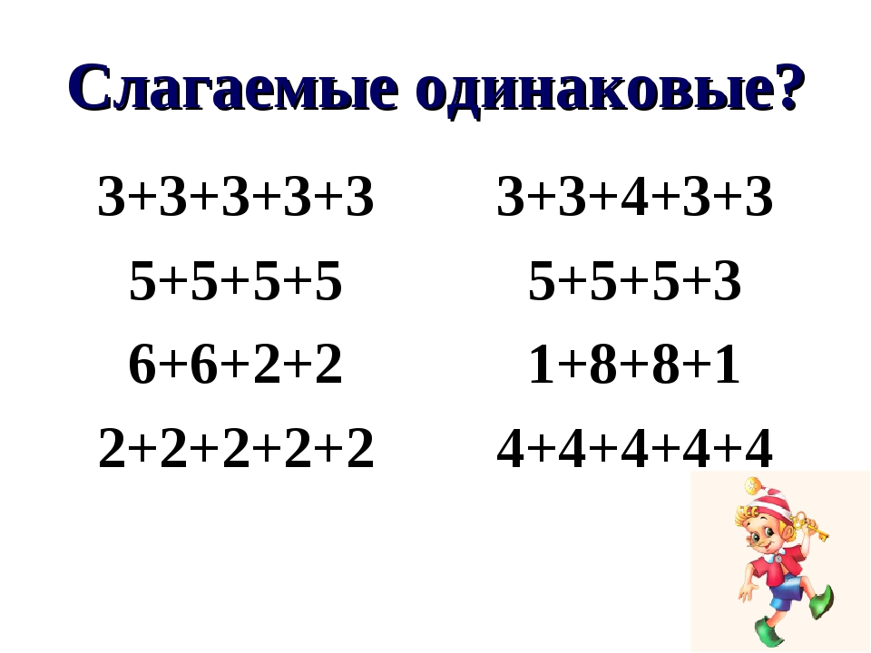 Сложение одинаковых слагаемых презентация 1 класс