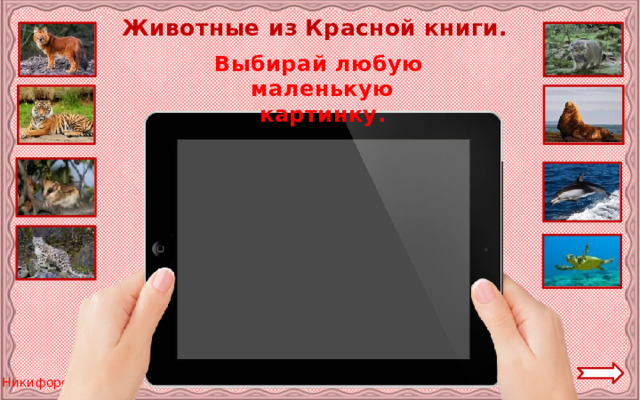 Животные из Красной книги. Выбирай любую маленькую картинку. 