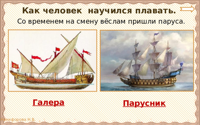 Как человек научился плавать.  Со временем на смену вёслам пришли паруса. Галера Парусник 