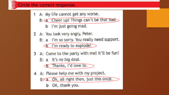 Choose the correct response 6 класс