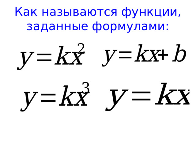 Как называются функции,  заданные формулами: 