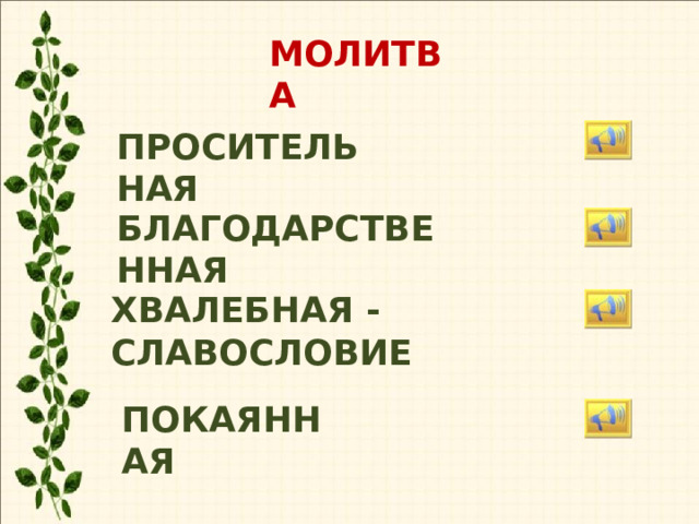 МОЛИТВА ПРОСИТЕЛЬНАЯ БЛАГОДАРСТВЕННАЯ ХВАЛЕБНАЯ - СЛАВОСЛОВИЕ ПОКАЯННАЯ 