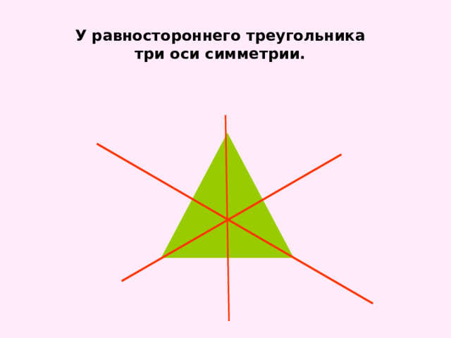 У равностороннего треугольника три оси симметрии. 