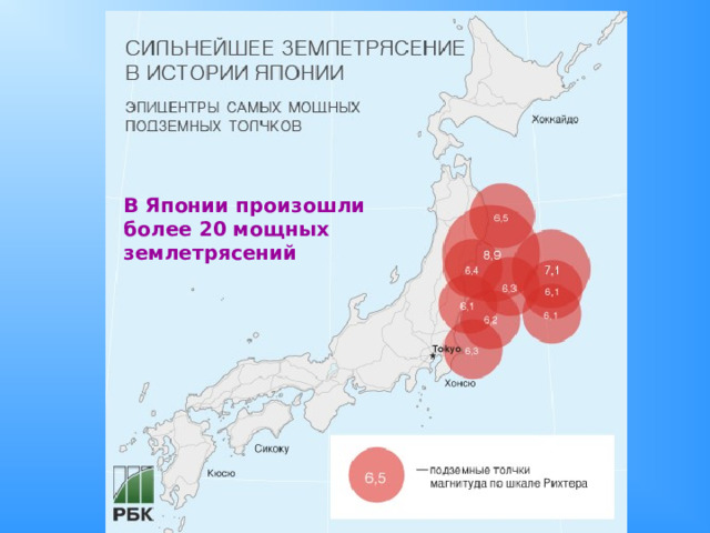 В Японии произошли более 20 мощных землетрясений 