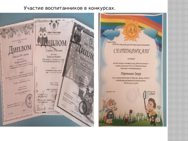 Участие воспитанников в конкурсах.  