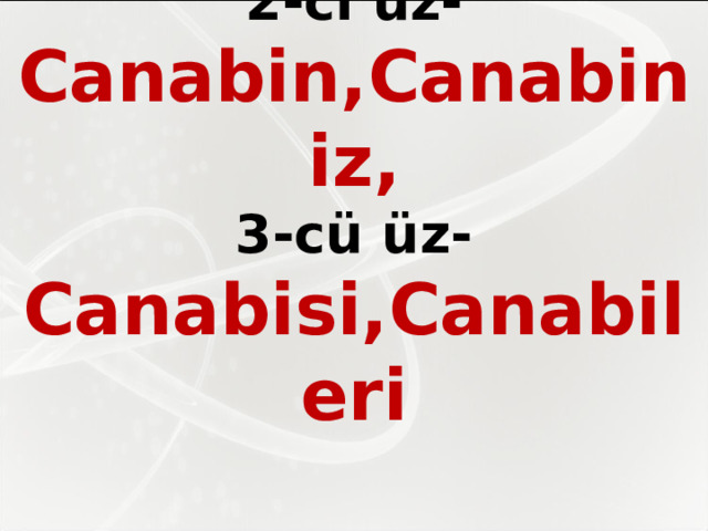  Hatırlık  aderlikleri :  2-ci üz-  Canabi n,Canabiniz,  3-cü üz-  Canabisi,Canabileri   