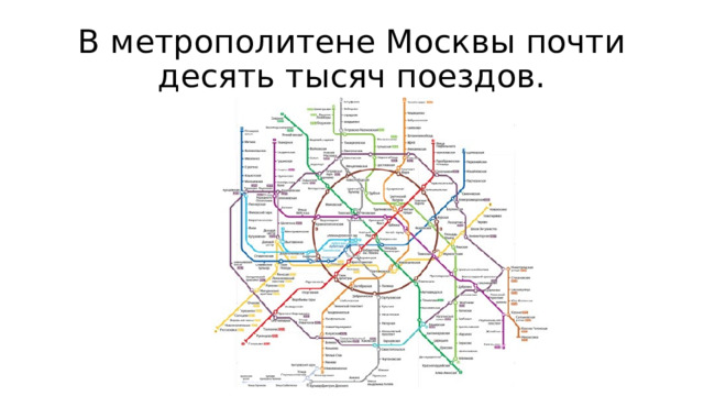 В метрополитене Москвы почти десять тысяч поездов. 