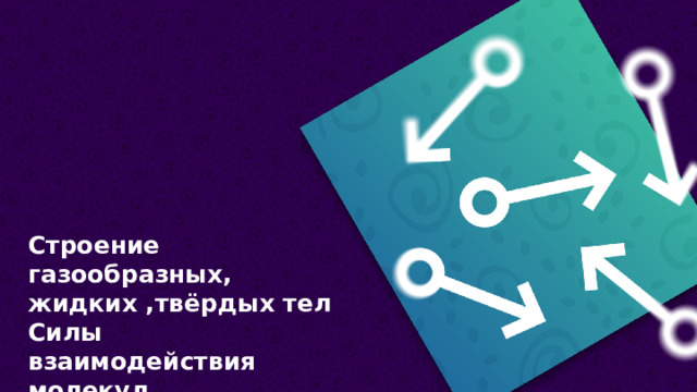 Строение газообразных, жидких ,твёрдых тел Силы взаимодействия молекул  