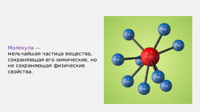 Мельчайшая частица вещества обладающая его химическими свойствами