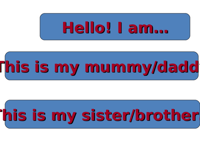 Hello! I am… This is my mummy/daddy This is my sister/brother… 
