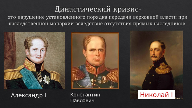 Николай I Александр I Константин Павлович 