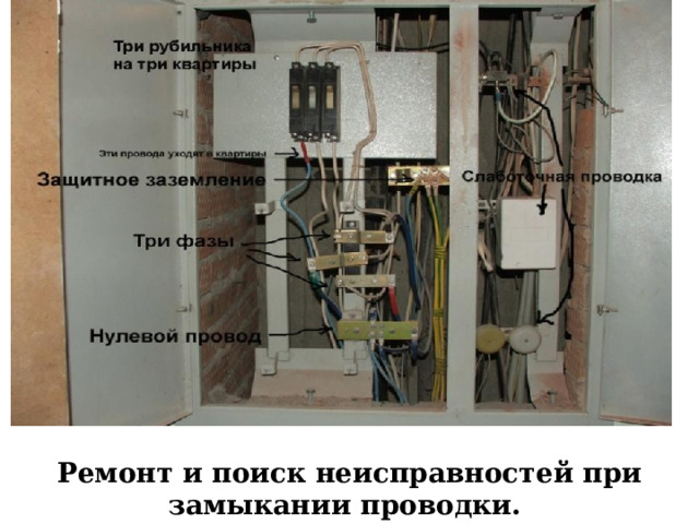 Ремонт и поиск неисправностей при замыкании проводки. 