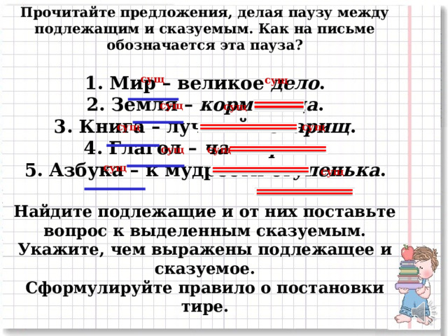 Технологическая карта тире между подлежащим и сказуемым 5 класс