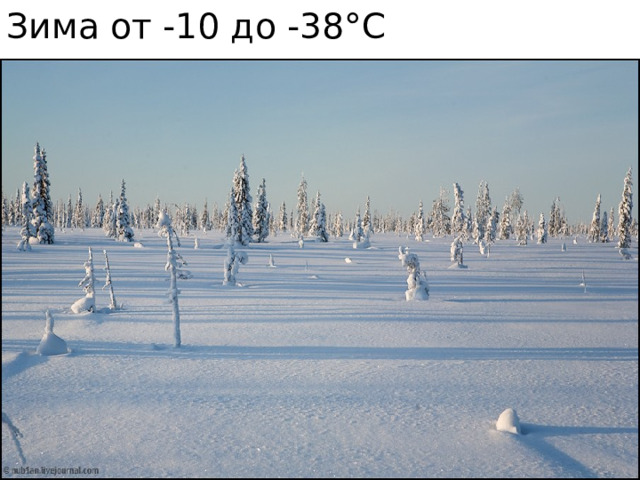 Зима от -10 до -38°С 