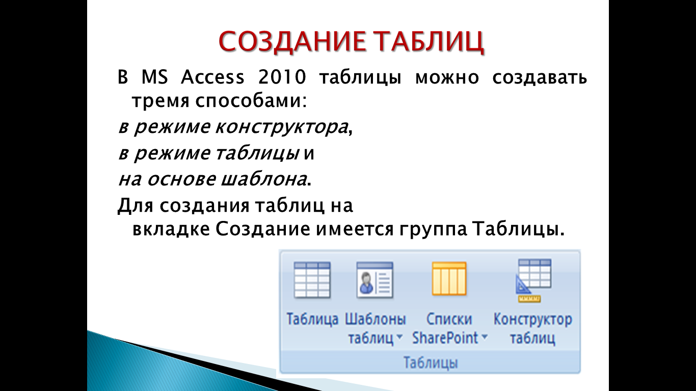 Лекция по теме: Работа с БД в программе MS Access