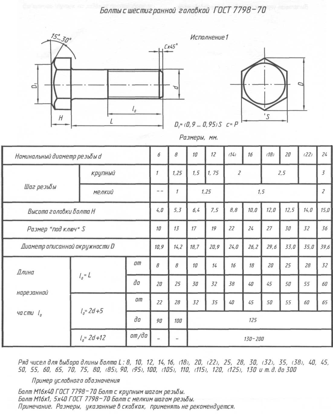 Чертеж болт м16х40
