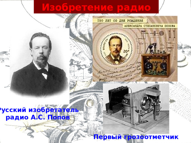 Изобретение радио Русский изобретатель радио А.С. Попов Первый грозоотметчик 