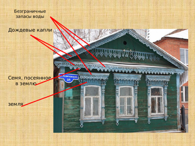 Безграничные запасы воды Дождевые капли Семя, посеянное в землю земля 