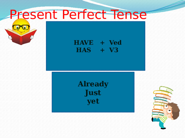 Present Perfect Tense  HAVE + Ved  HAS + V3 Already Just yet 