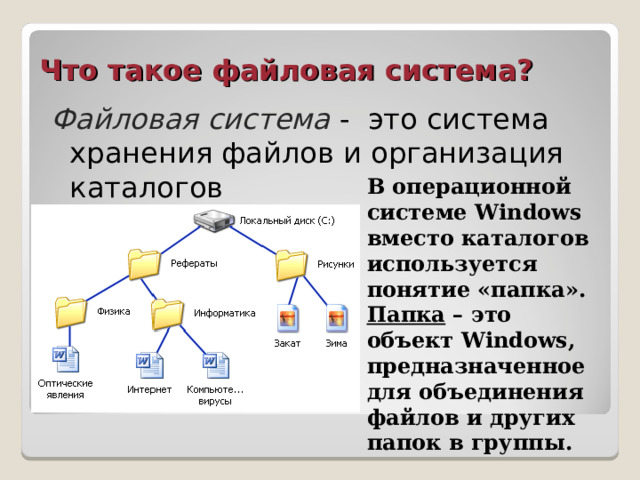 Подкаталог каталога проза чехова. Файлы и файловая система. Операционная система файловая система. Объекты файловой структуры. Система хранения файлов.