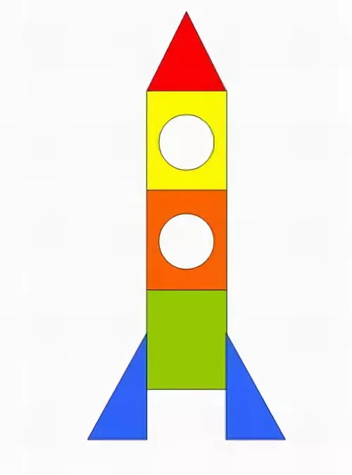 Аппликация детям: ракета из геометрических фигур.