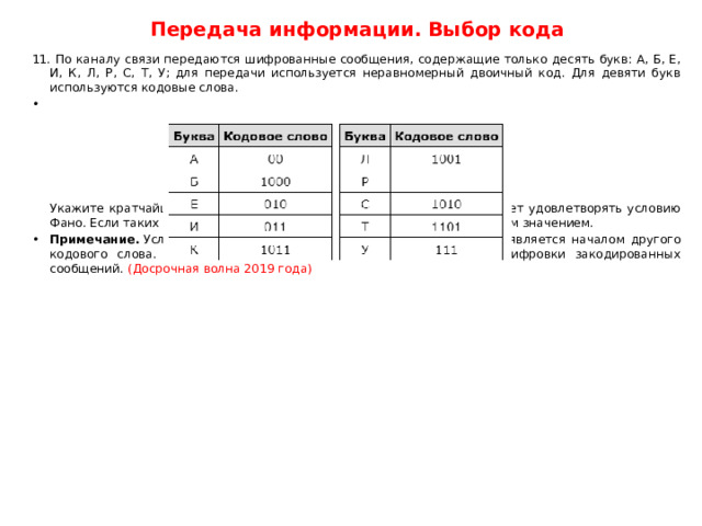 По каналу связи передаются шифрованные сообщения