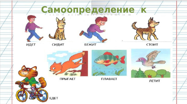 Самоопределение к деятельности летит плывёт Глагол 